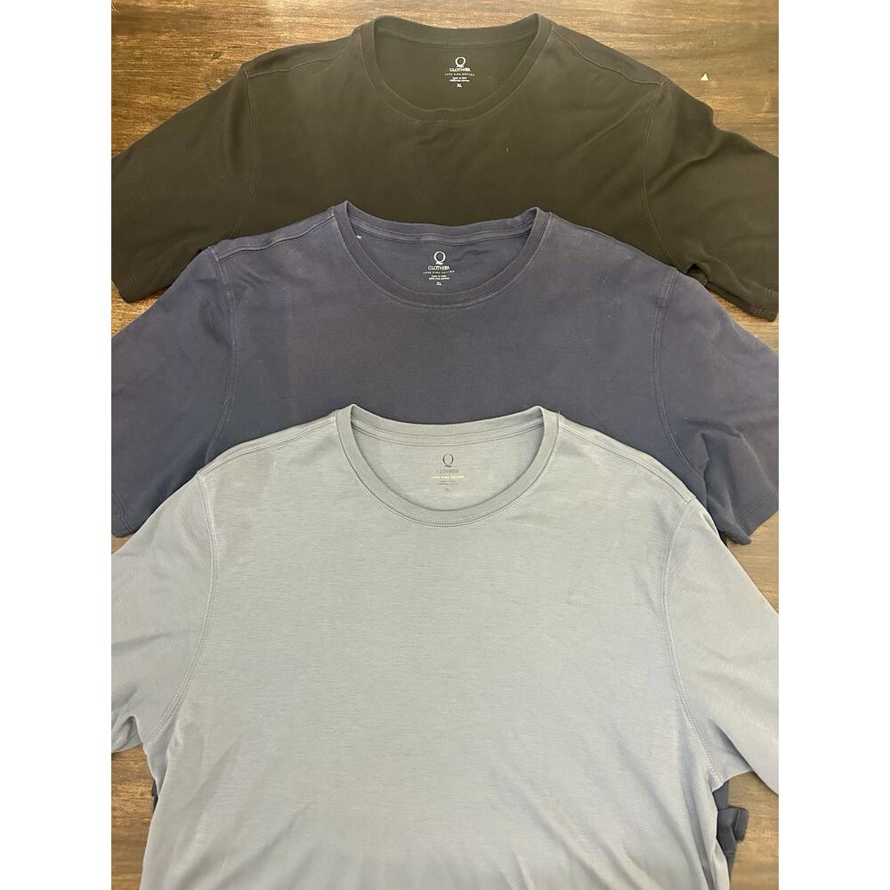 (3) Q Custom Clothiers Blue / Black Short Sleeve T Shirt Lot Pima Cotton EUC!